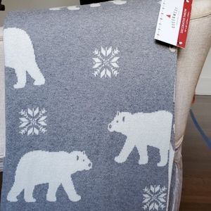 Cozy grey and cream throw blanket